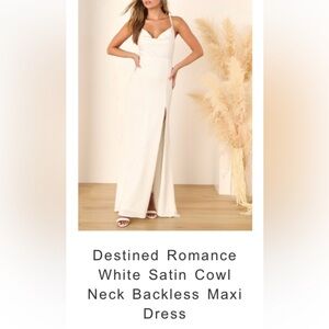 Lulus White Satin Cowl Neck Maxi Dress